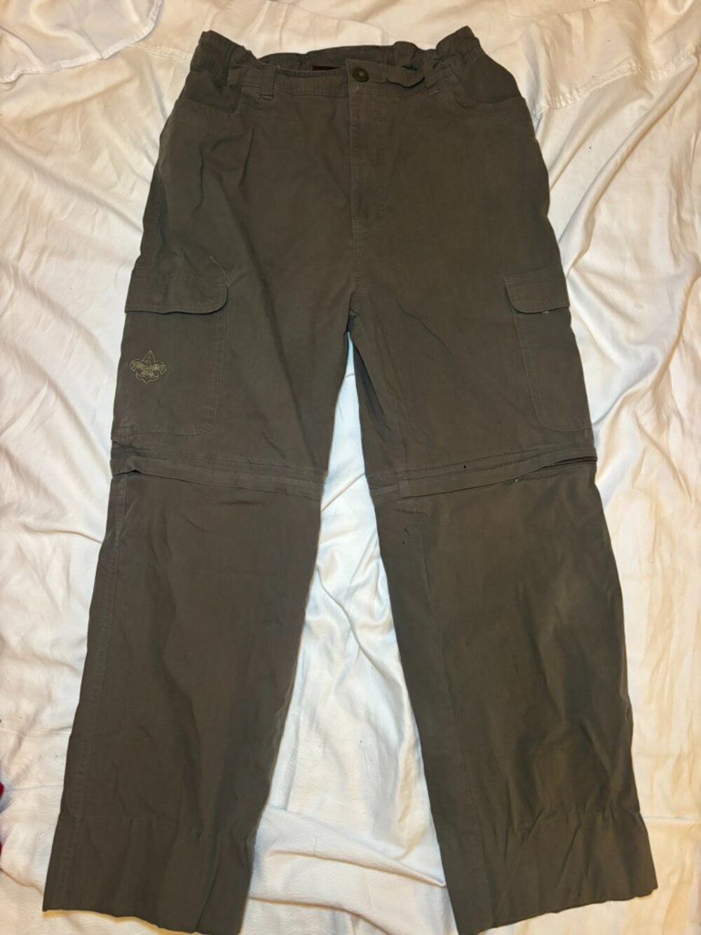 Boy Scouts of America Youth Boys Sz 20 Olive Green Switchback Cargo Pants *READ